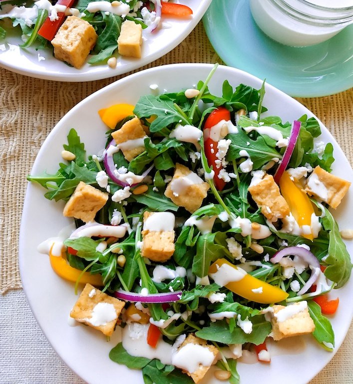 Keto Crispy Tofu Salad with Creamy Tahini Vanguard of Hollywood