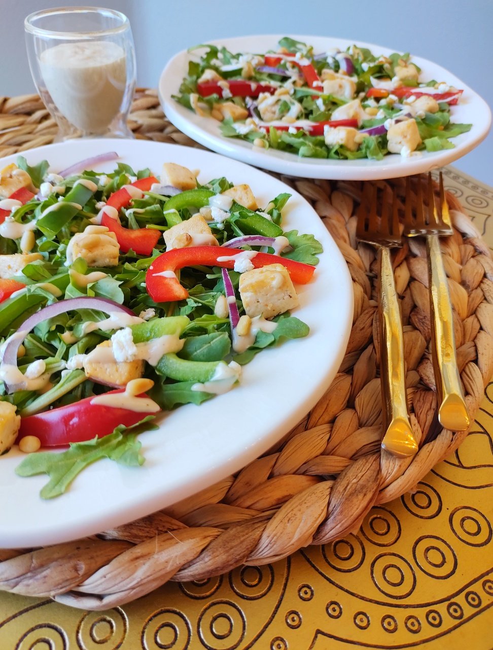 Keto Crispy Tofu Salad with Creamy Tahini Vanguard of Hollywood